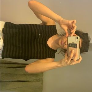 BP black and grey striped tank